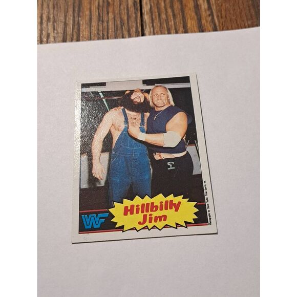 1985 WWF Hillbilly Jim & Hulk Hogan Vintage Trading Card #15 Titan Sports Topps - Picture 1 of 2